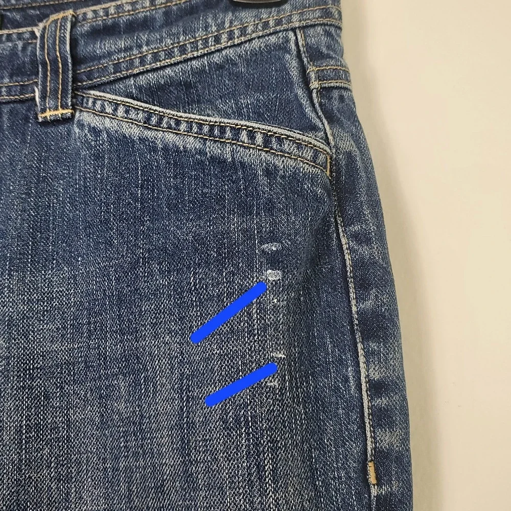 Vtg 90s Eddie Bauer Reworked Y2K Crop Jeans 6 Rigid Cotton Distressed Grunge